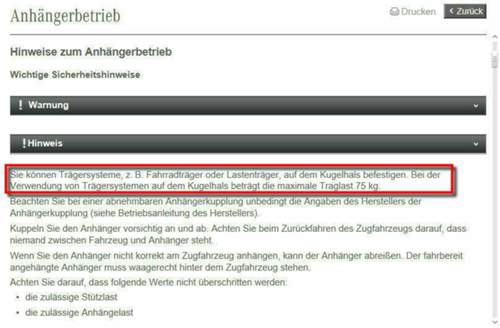 Traglast Fahrradträger