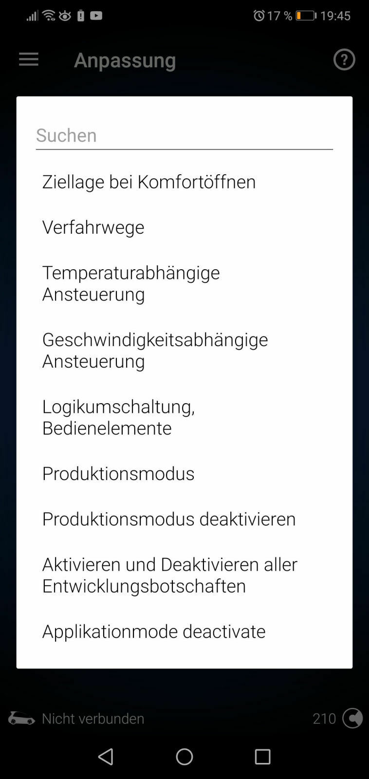 Panoramadach Kompfort Schließen bzw. Öffnen