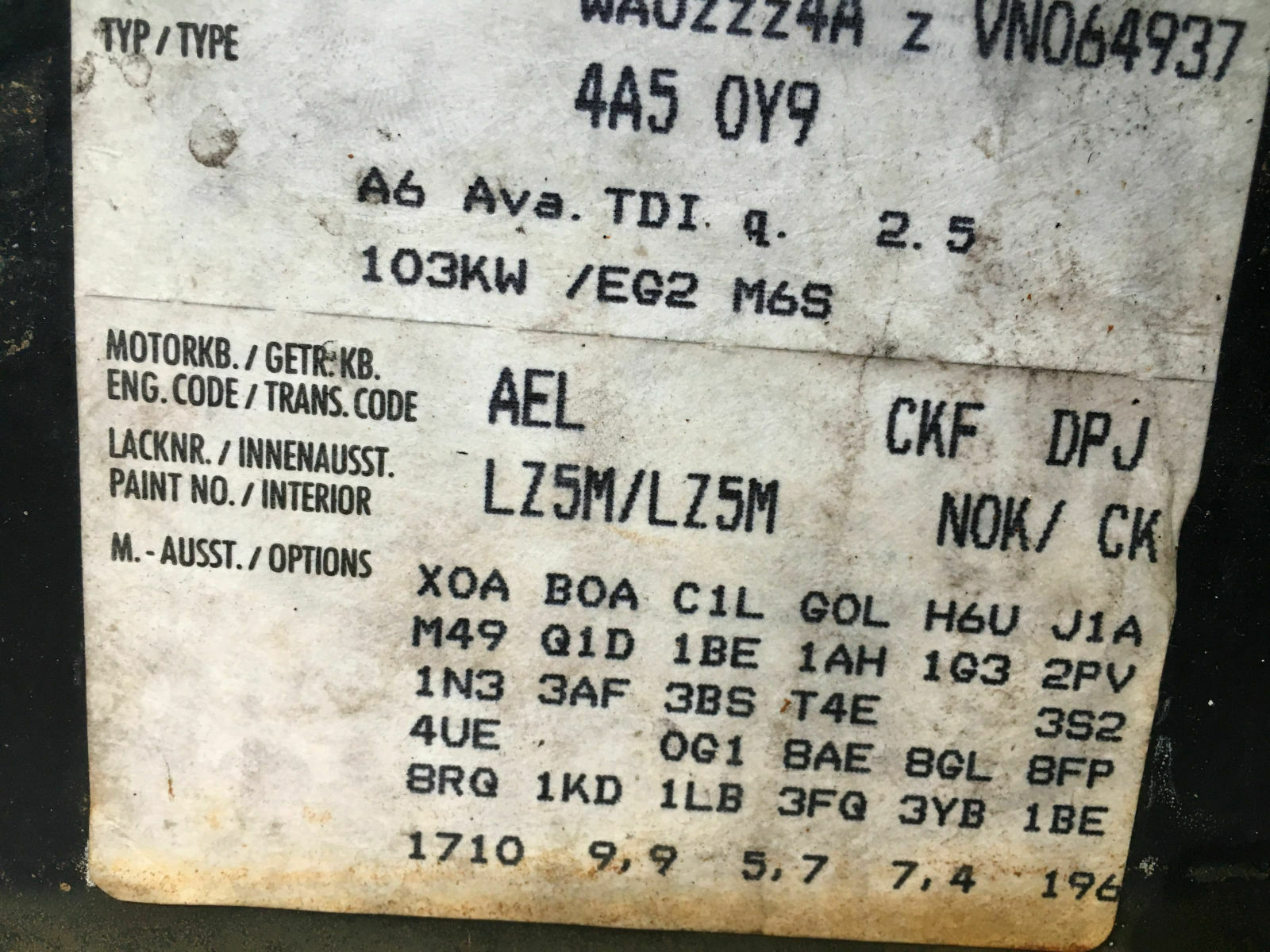 Audi a6 c4 2,5 tdi quattro sondermodell XYS