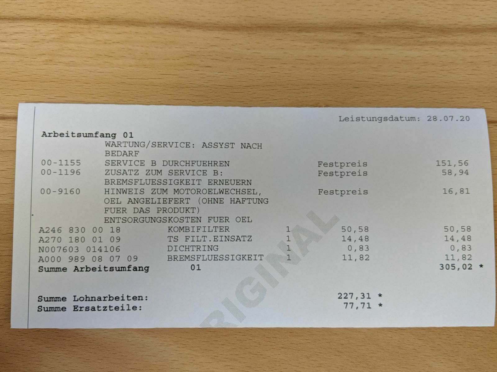 Servicekosten zu Service "A" und Service "B" Sammelthread