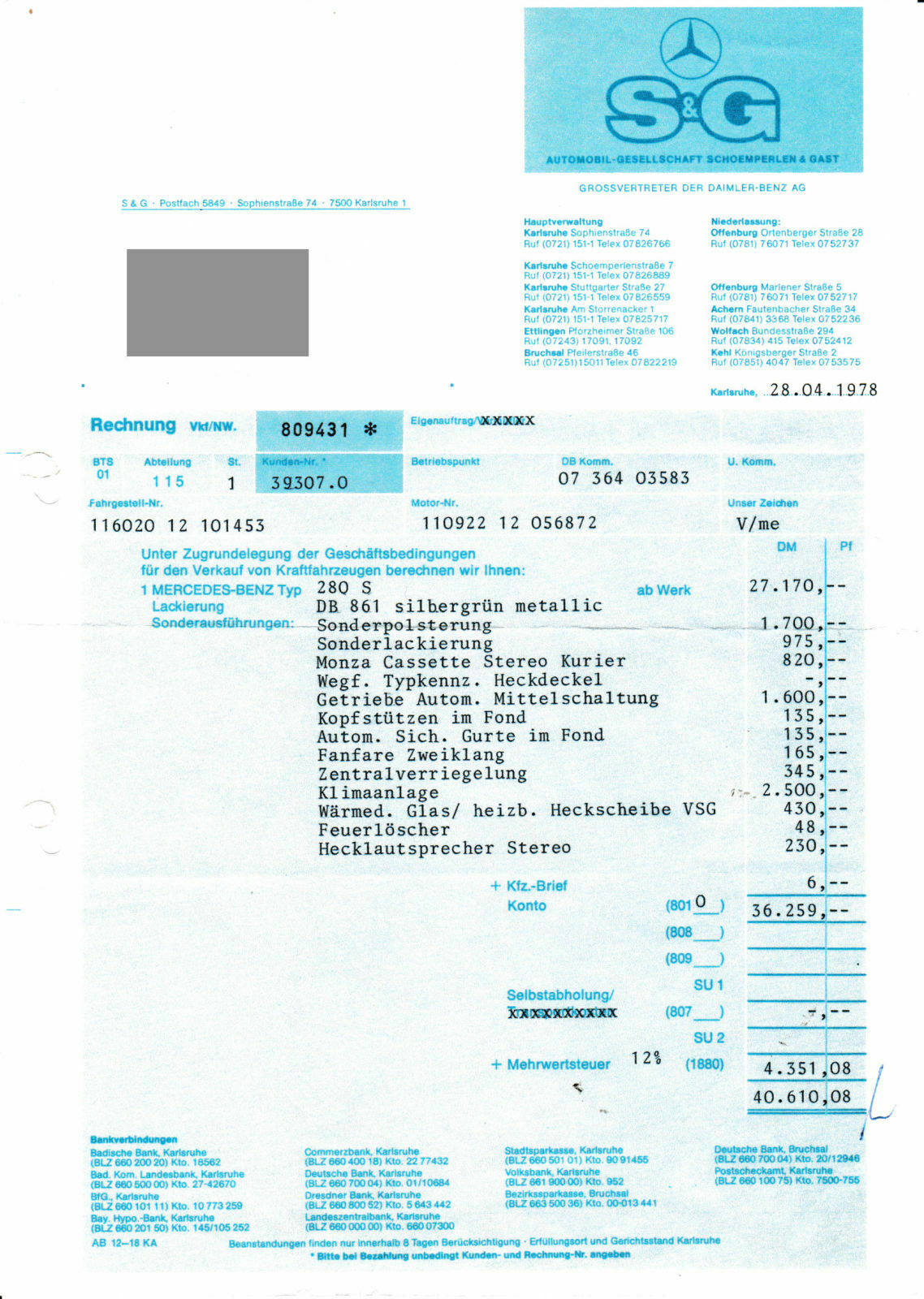 Urlaubsfahrt mit 280 SE