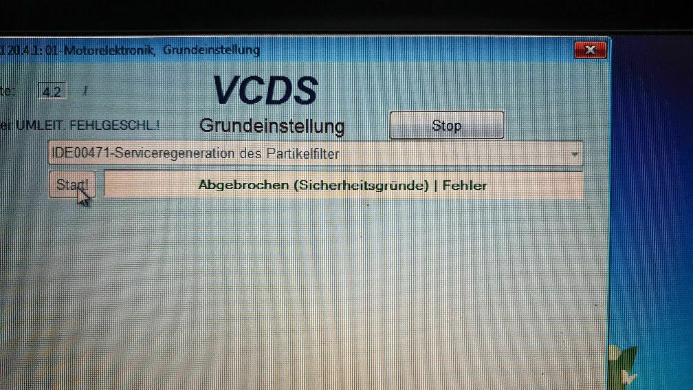 Regeneration abgebrochen