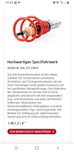 Kia Zubehör Sportfahrwerk