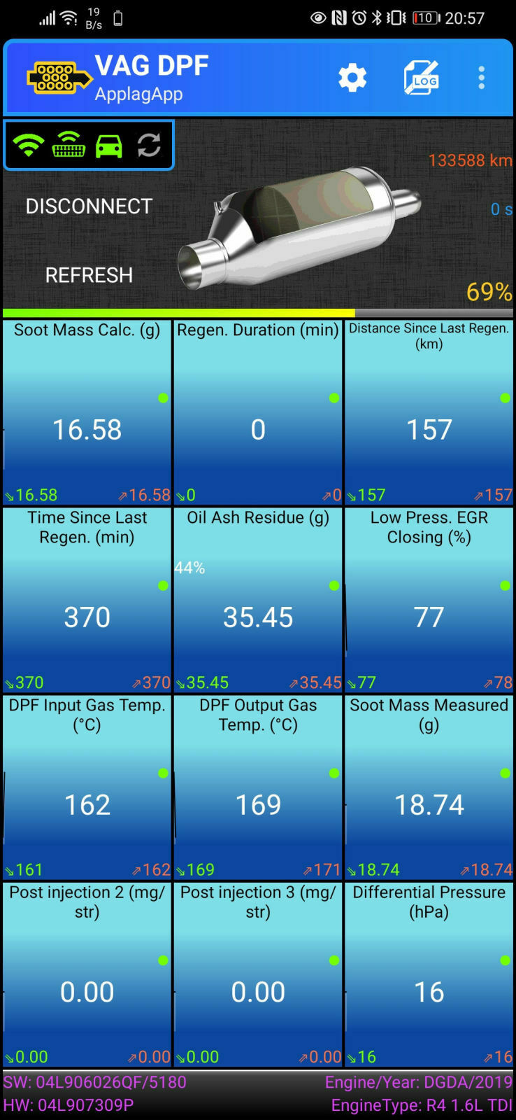 Erläuterung der Werte in der VAG DPF App