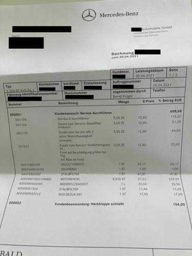 Service A - Rechnung