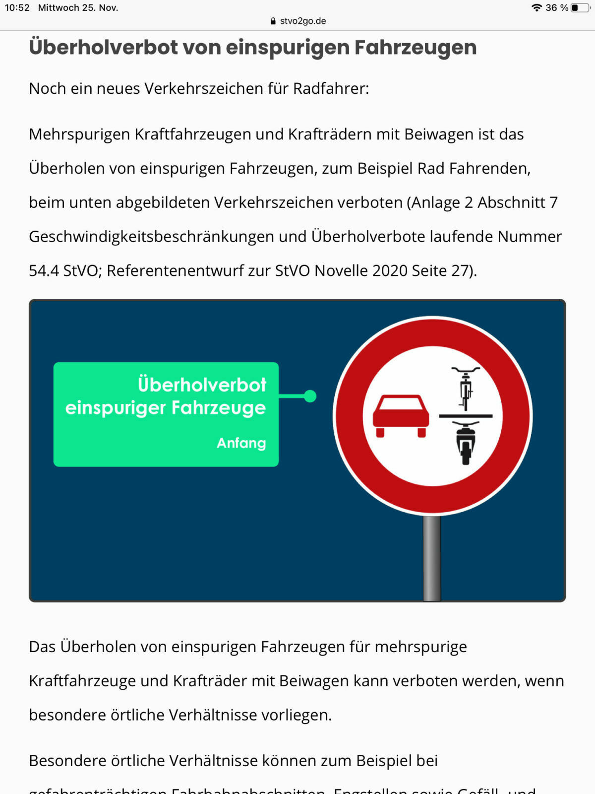 Abstand beim Überholen von Radfahrern