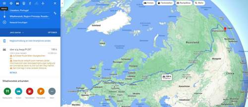 Lissabon - Wladiwostok mit Google Maps