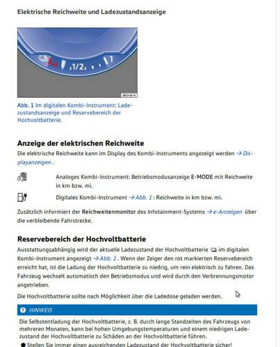 Elektrische Reichweite VFL