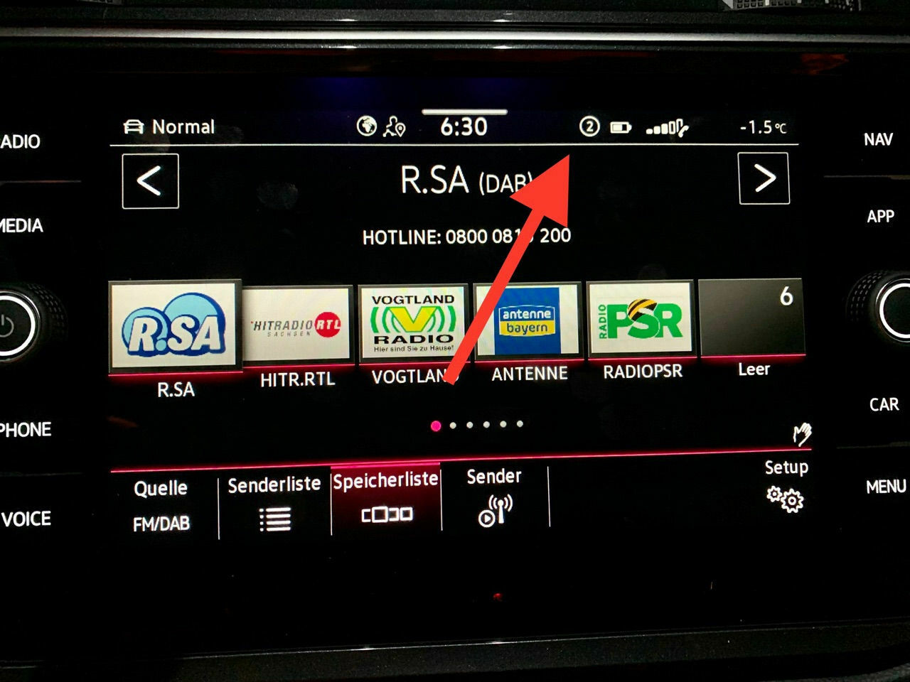 Anzeige im Infotaiment