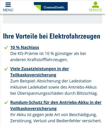 CosmosDirekt PHEV- und BEV-Versicherung