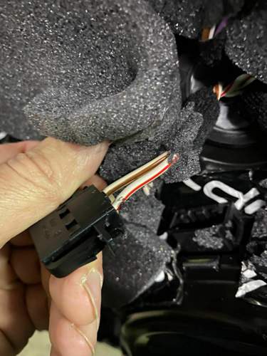 Dei Bassstecker am Türbass rot+, braun-