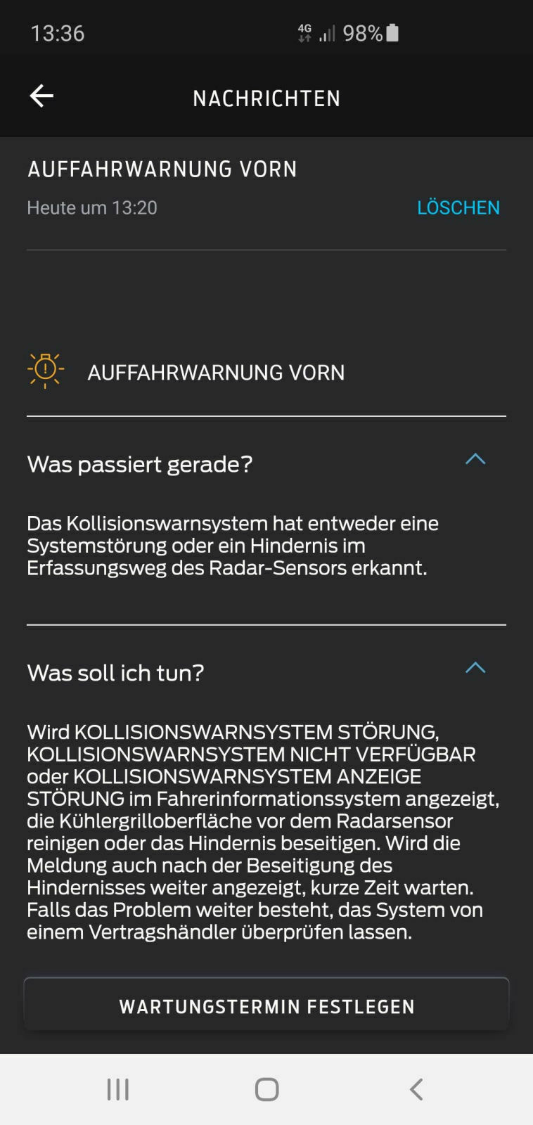Bei Regen und leichtestem Nebel direkt Probleme mit Auffahrwarnung und adaptivem Tempomat