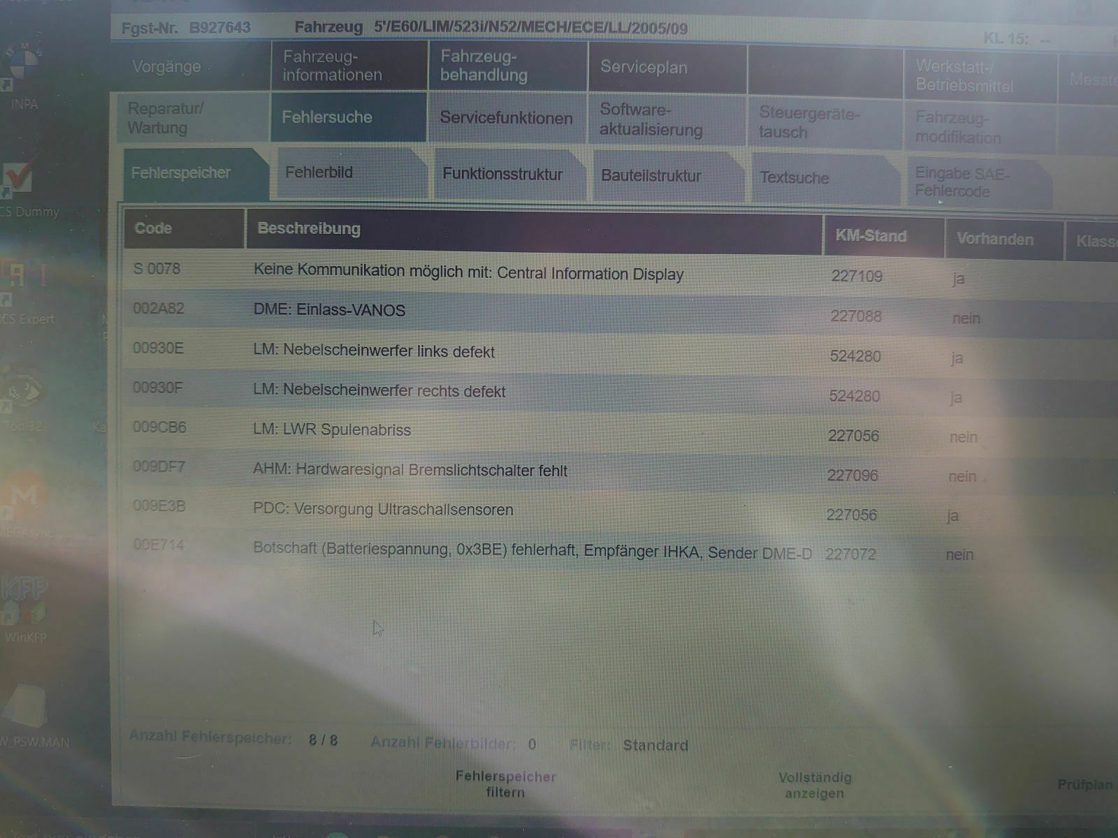 E60 ging aus und wieder an