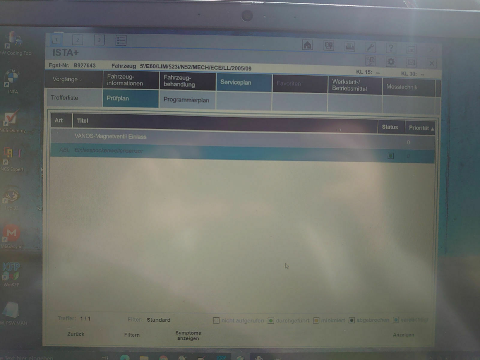 E60 ging aus und wieder an