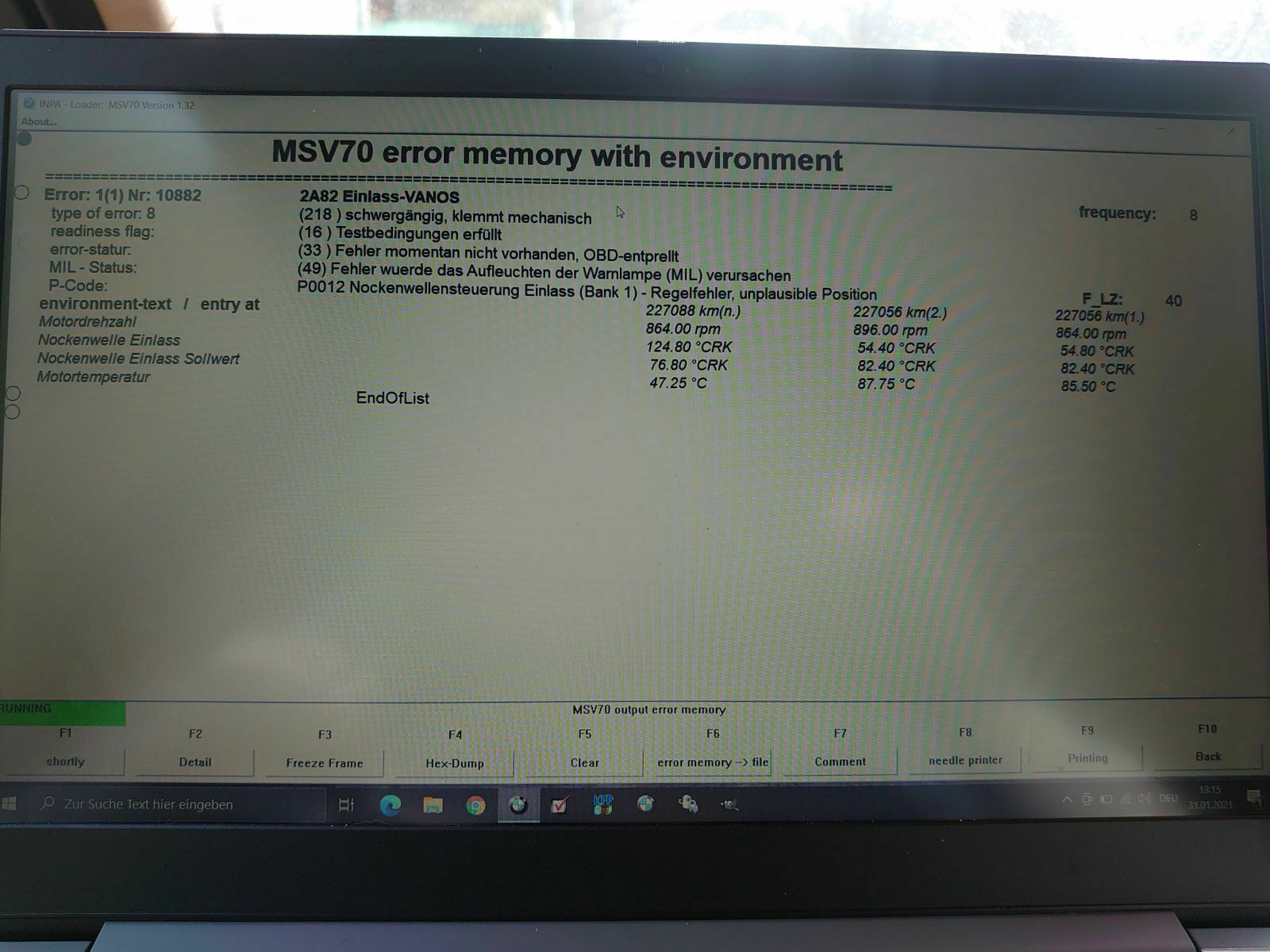 E60 ging aus und wieder an