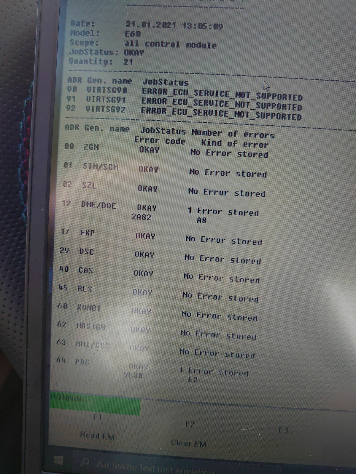 E60 ging aus und wieder an