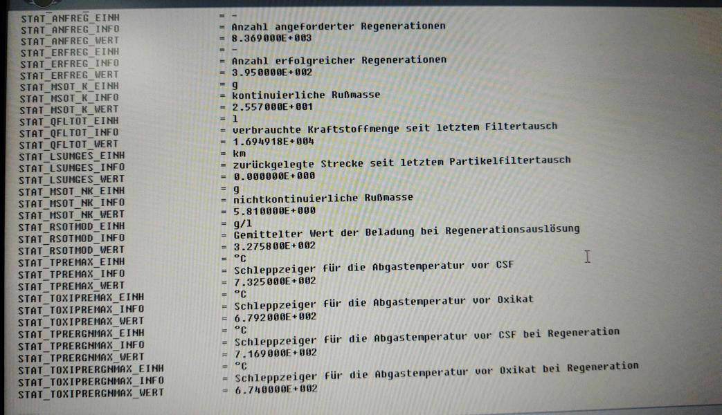 DPF Max-Km angeblich überschritten- Aschemenge Aschelast Aschemasse auslesen mit Tool32 klappt nicht