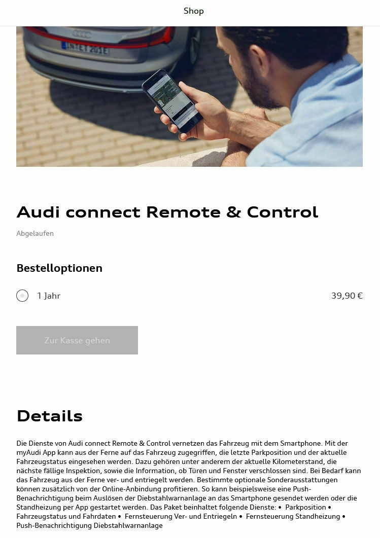 Audi Onlinedienste - Connect Datendieste (inklusive)