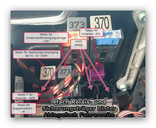 Relaisträger Ablagefach Fahrerseite