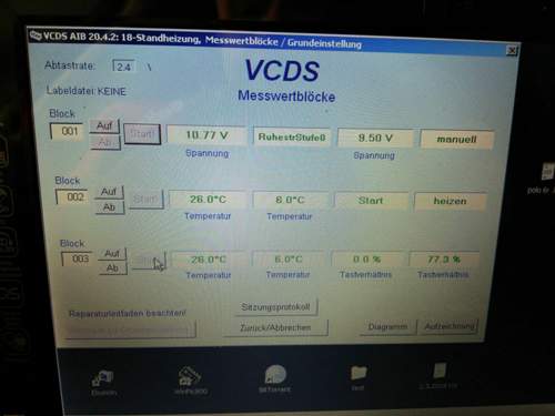 Messung kurz vor teillastbetrieb