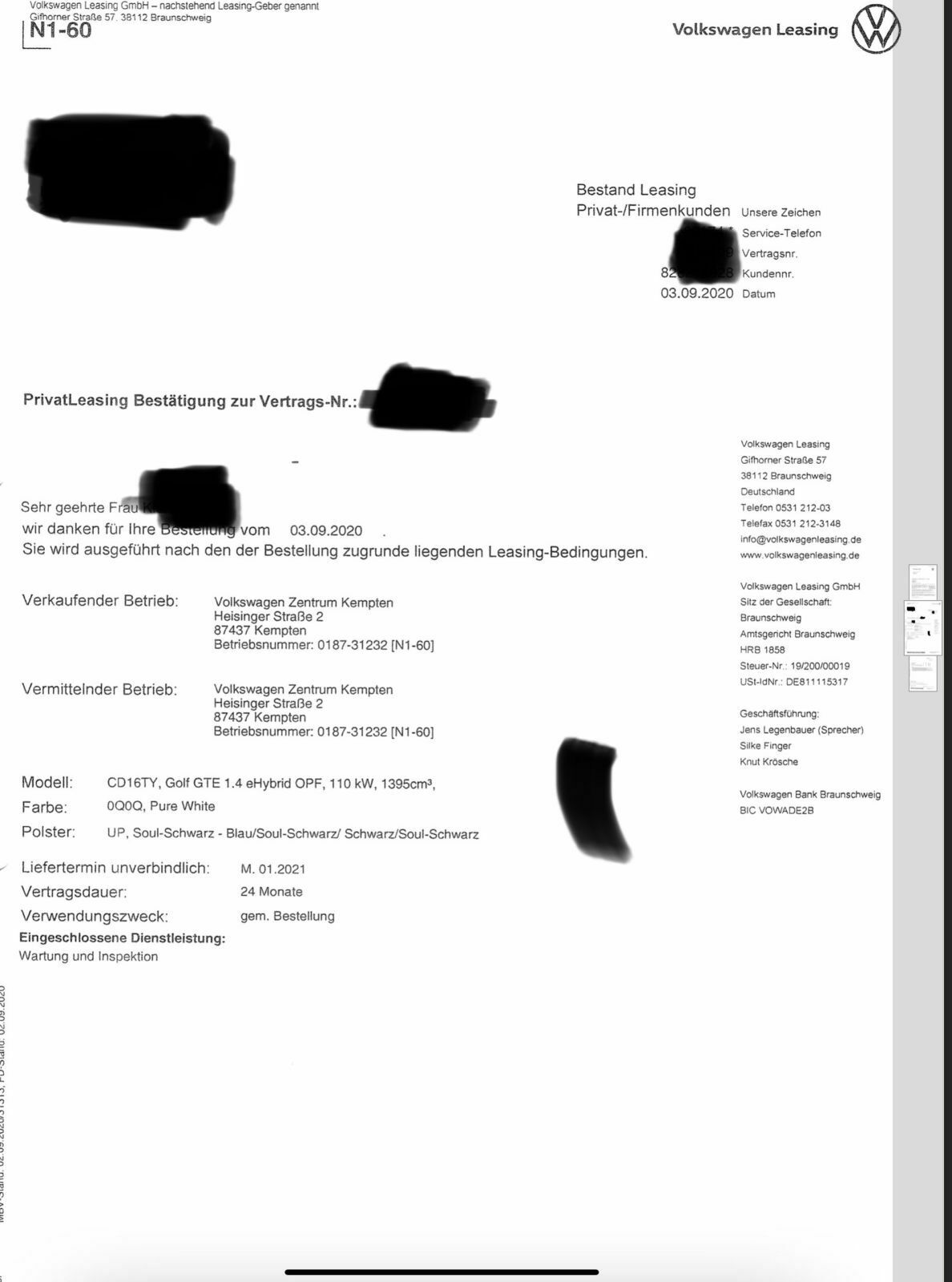 Lieferzeit Golf 8 GTE / BaFa Förderung / Lieferverzug etc.