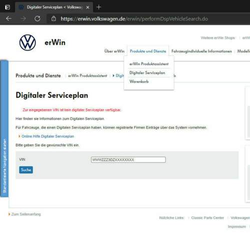 Phaeton digitaler Serviceplan