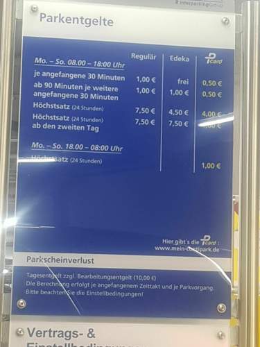 Parkpreis Tafel