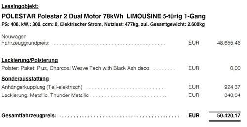 Netto-listenpreise Polestar 2