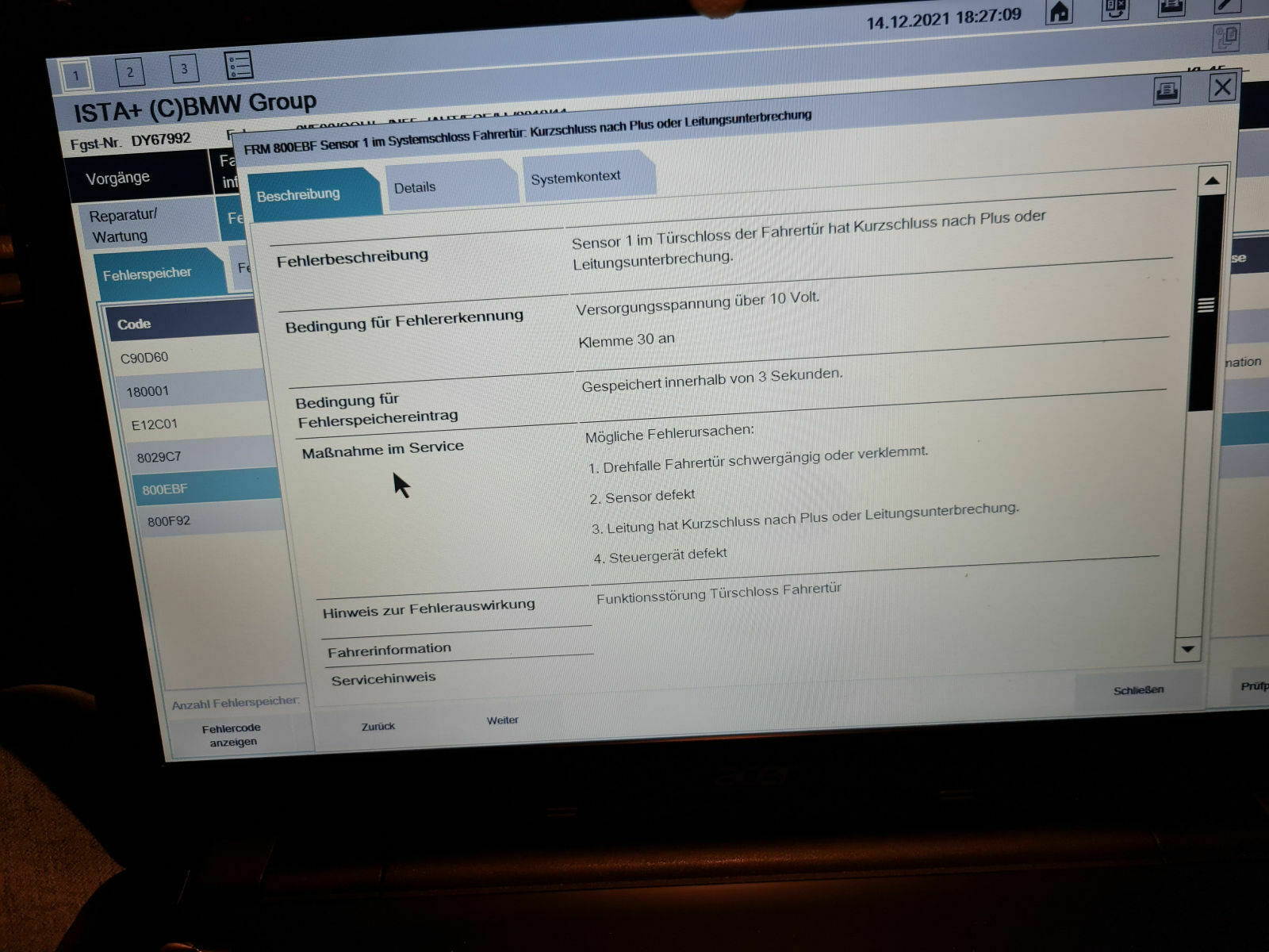 Dauerklackern Keyless Entry rechte Seite