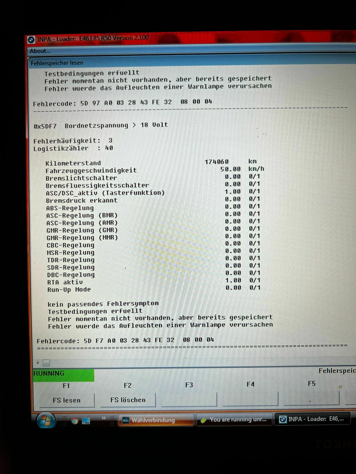ABS-, DSC- und Handbremsleuchte sporadisch an