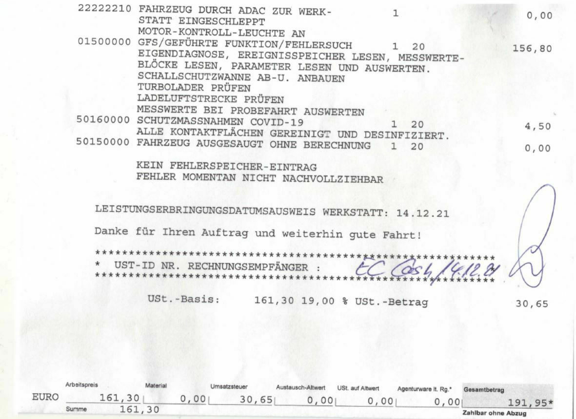 Frage zu Rechnung / Bremsen nach 40000 km neu?