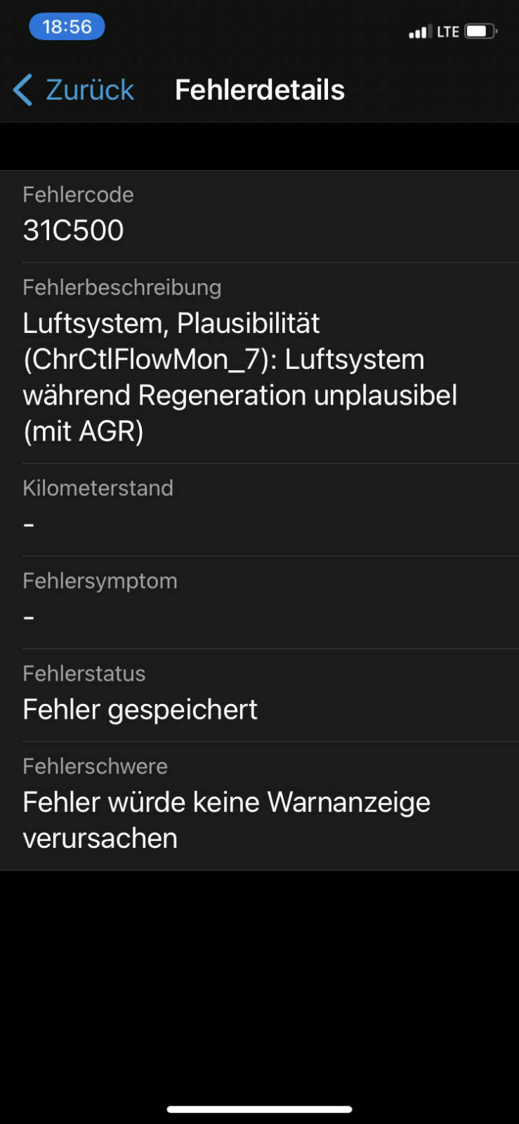 Fehlermeldung in der Motorelektronik