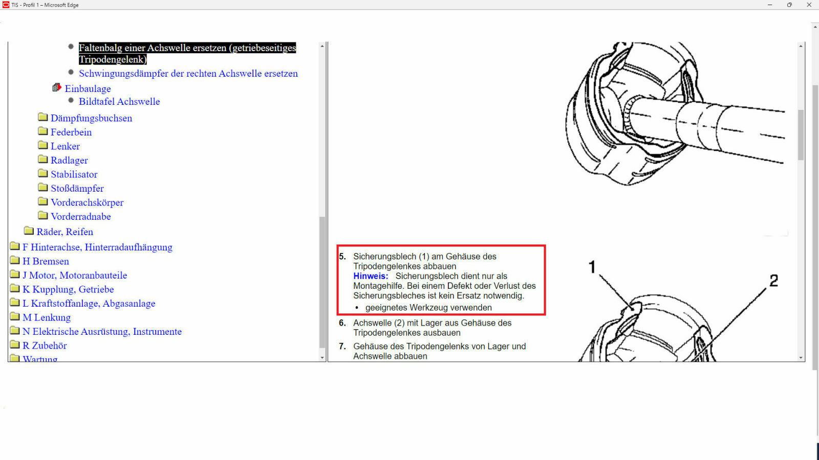 Cosa C Antriebswelle Tripodengelenk Sicherungsblech