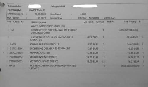 Rechnung 1. Inspektion