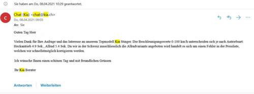 Antwort von Kia Schweiz