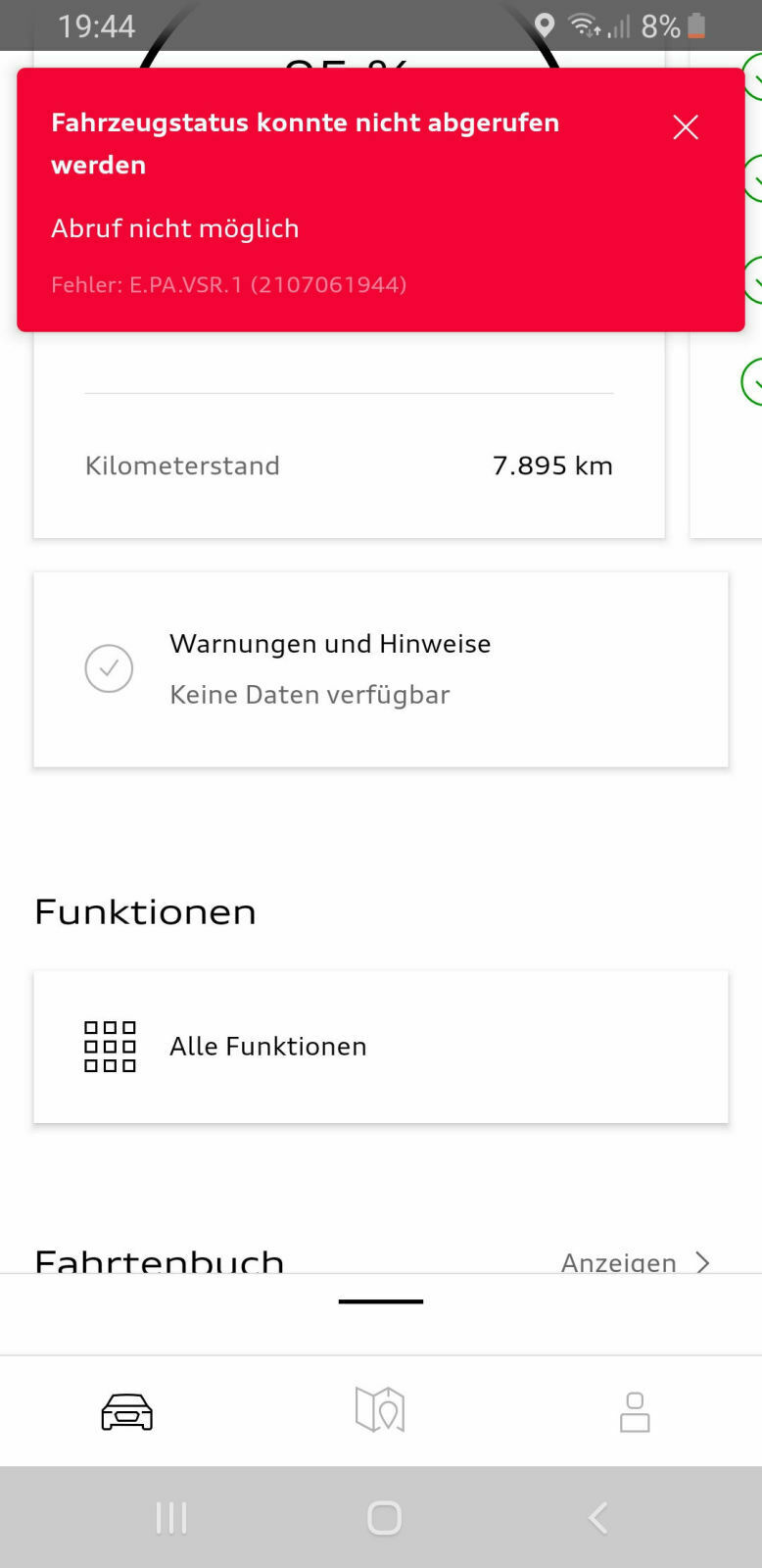 Probleme mit myAudi Verbindung zum Fahrzeug