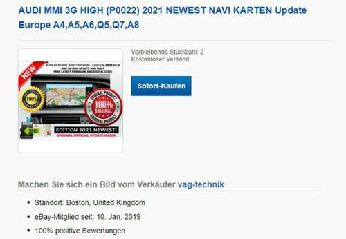 Anzeige des Verkäufers