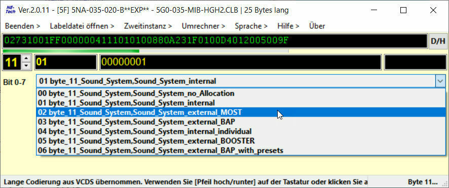 3Q0 035 456 (Dynaudio MIB2) Lange Codierung