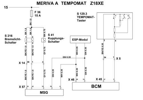 Meriva A TEMPOMAT Schaltplan