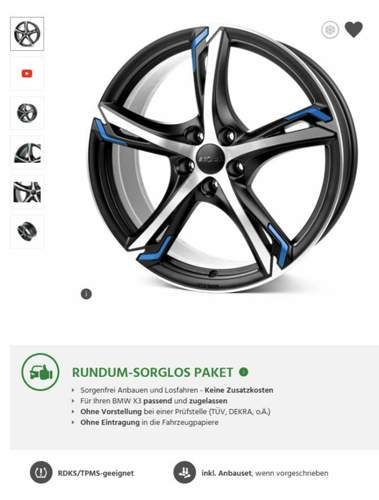 Ronal R62 20" BLUE - JETBLACK-MATT-FRONT