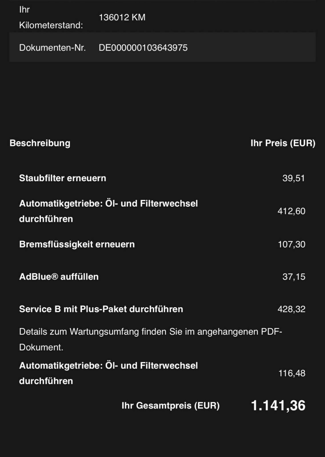 B-Service S205 bei 136000km Angebot! TEUER?
