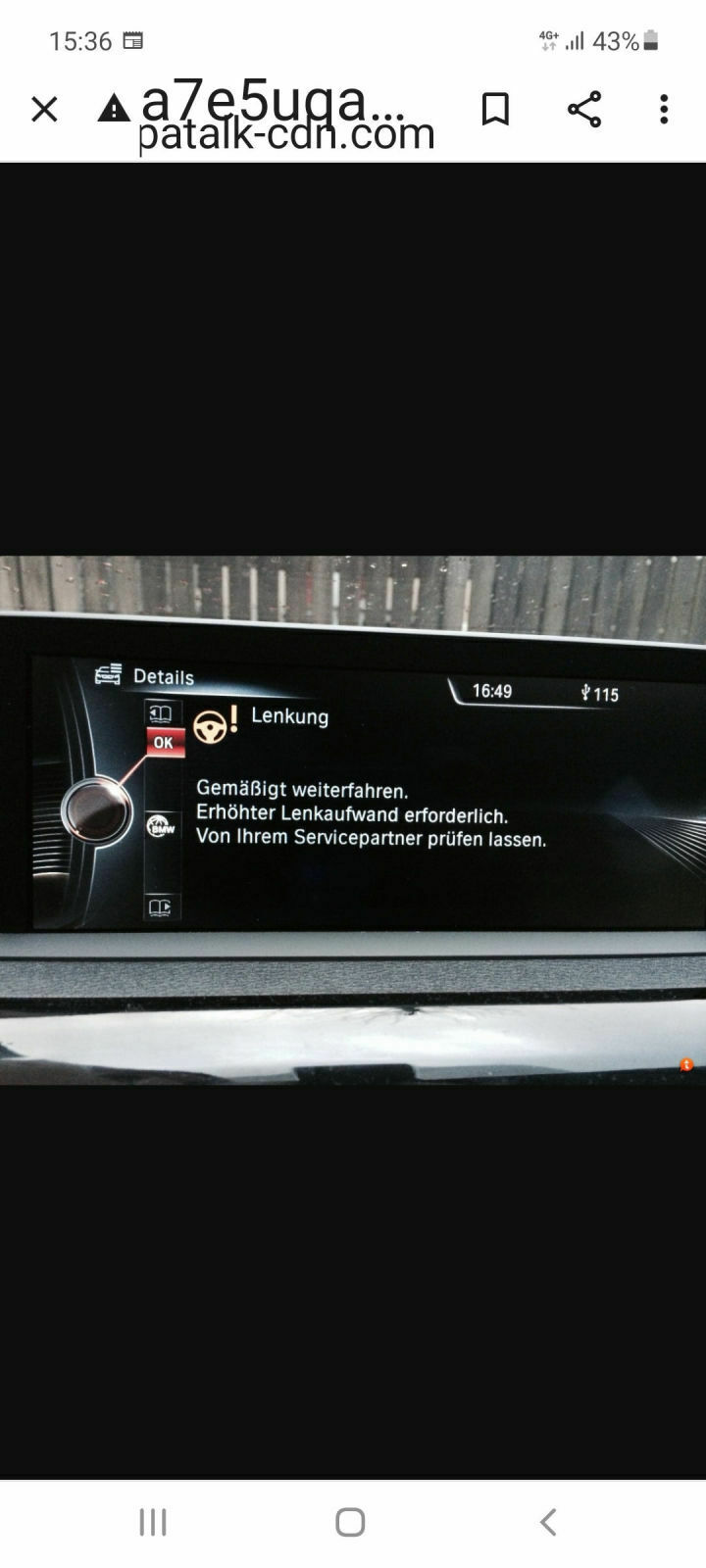 F34: "! Lenkung - Gemäßigt weiterfahren"?