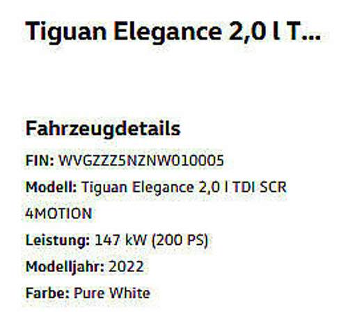 Fahrzeugübersicht mit FIN