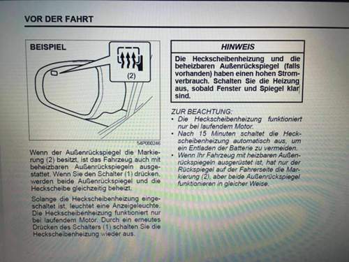 Spiegelheizung Auto Symbol