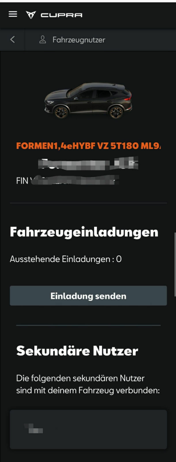 Weiterer Nutzer Cupra Infosystem
