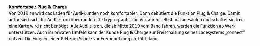 E-tron Plug & Charge