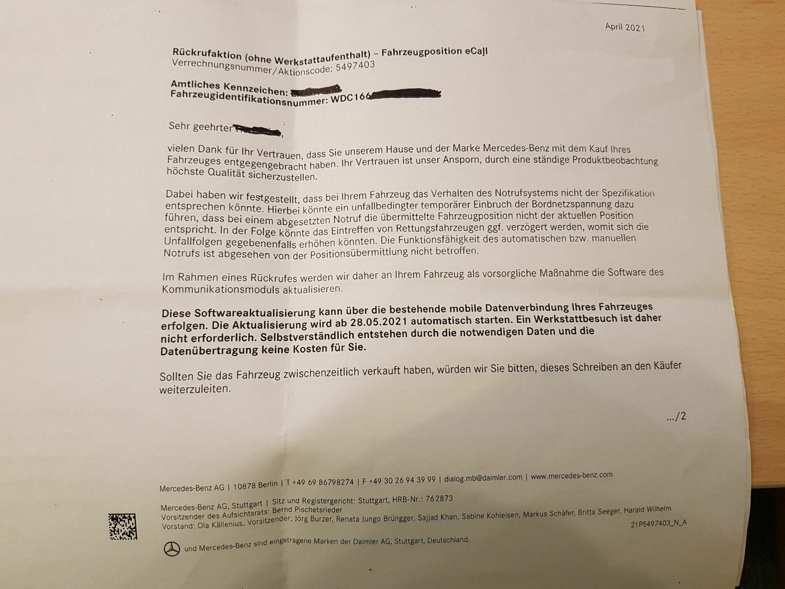 Fehlermeldung "SOS ohne Funktion"