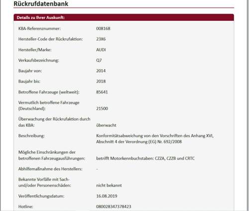 MKB zum Rückruf 8168