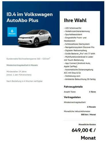 Lieferzeiten Vw Id4