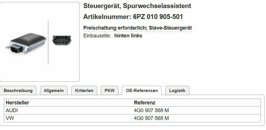 Ausfall ACC und Braking Guard u. a.